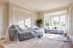Protected floors and room ready for interior painting